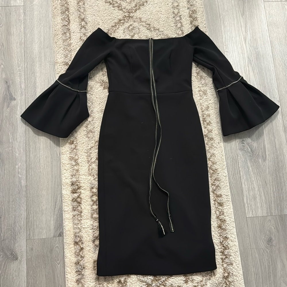 Alexis Bell Sleeve Black Pencil Dress in Size XS
